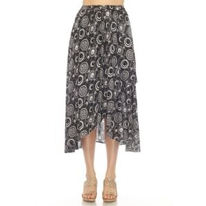 Celestial Flowy Circle Skirt Black Size M/L Lakhay's Faux Wrap Skirt